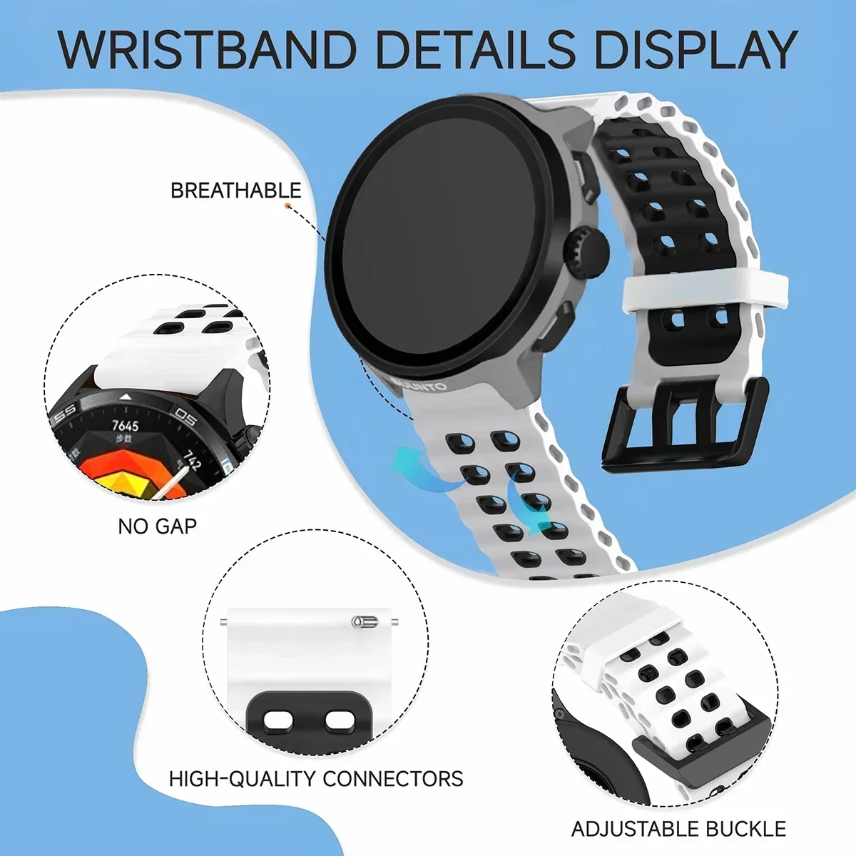 22mm Breathable Two-Tone Silic - Motorola Smartwatch Accessories ulasan dan harga