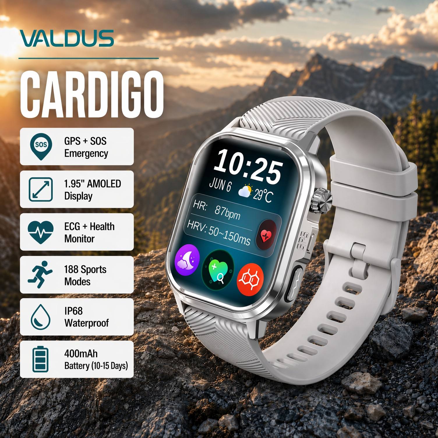 VALDUS CARDIGO Men Women ECG H - Smartwatch Custom ulasan dan harga
