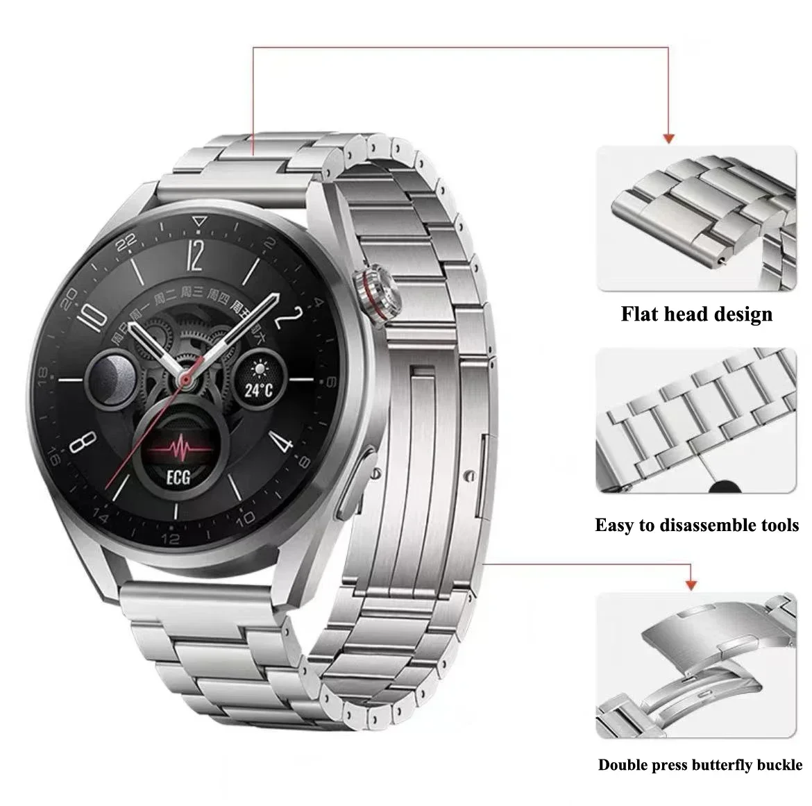 Titanium alloy Metal Strap for - Motorola Smartwatch Accessories ulasan dan harga