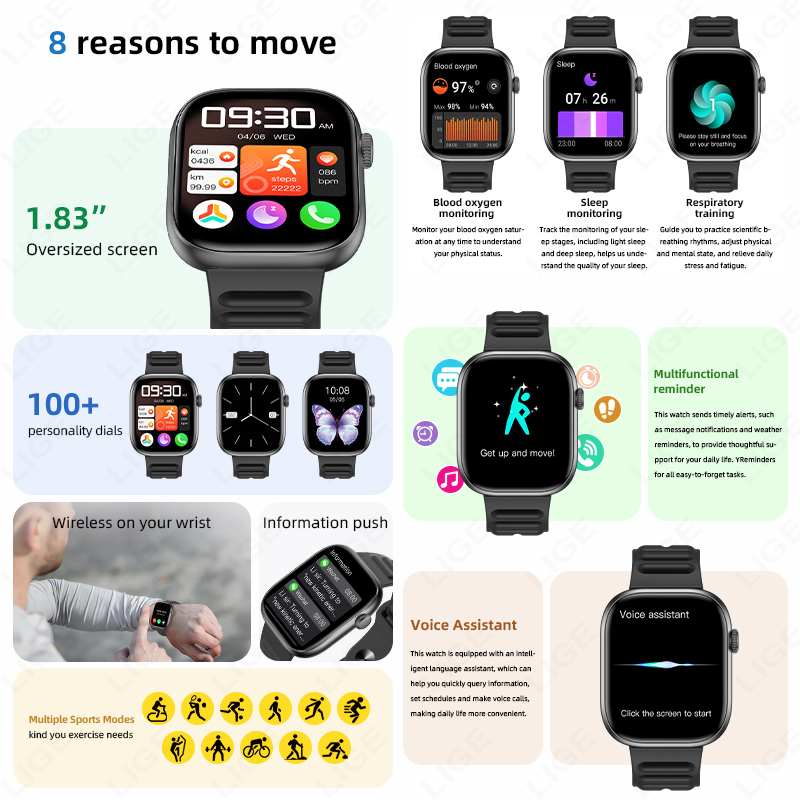 LIGE Smart Watch Man 1.83” HD  - Smartwatch Custom ulasan dan harga